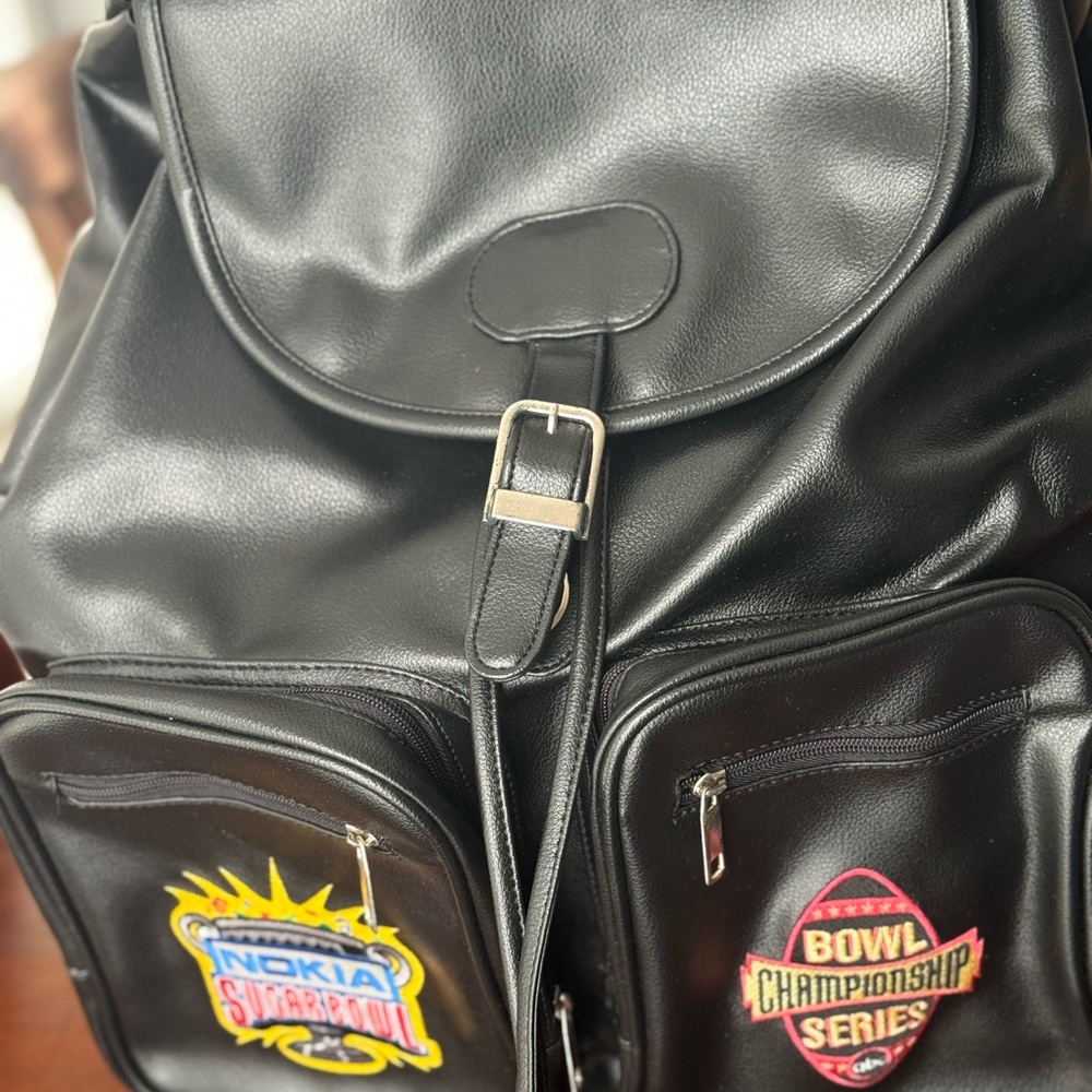 Nokia Sugar Bowl Black Leather Backpack